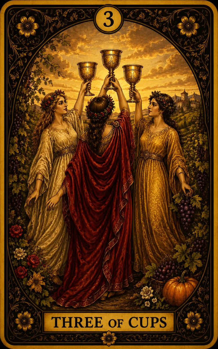 Three of Cups tarot card
