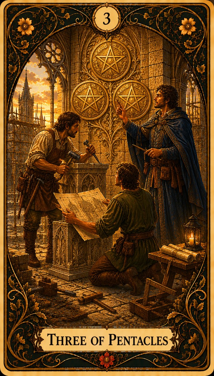 Three of Pentacles tarot card