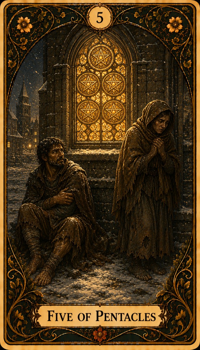Five of Pentacles tarot card