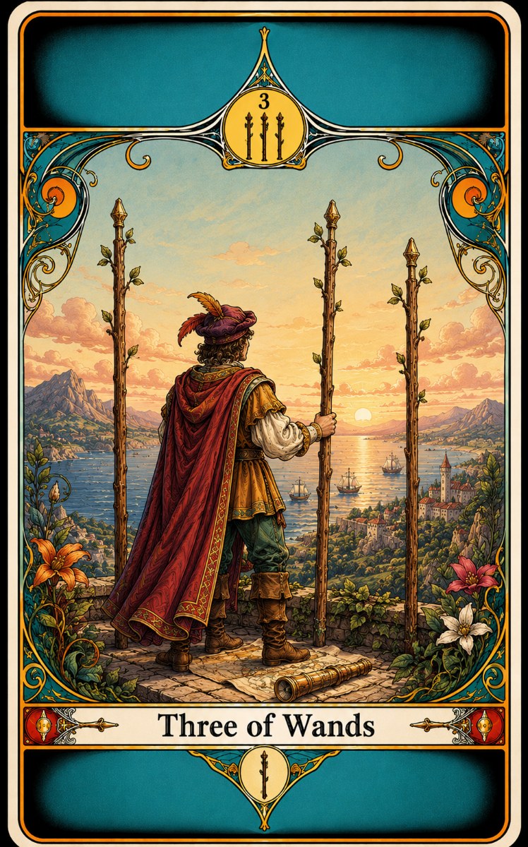 Three of Wands tarot card