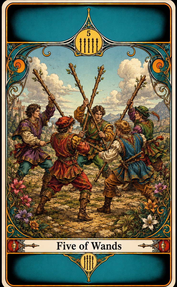 Five of Wands tarot card