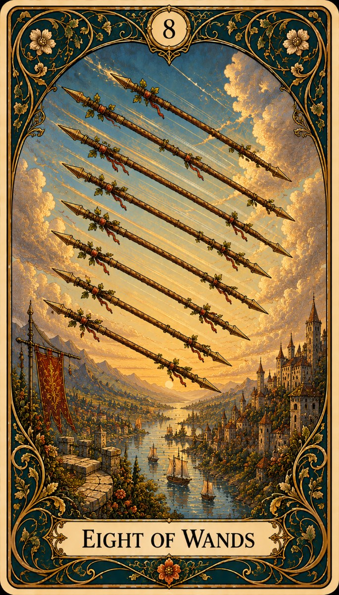 Eight of Wands tarot card